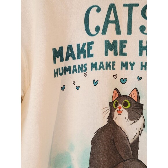 Cats Make Me Happy Sweatshirt Big B Cat Kitty Cat Lady SMALL - Picture 3 of 6